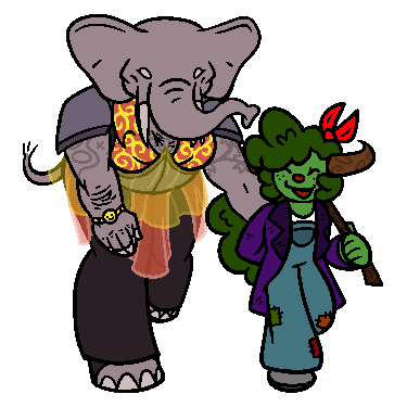 Fullbody flat color piece example. Two D&D characters. Aliased lines. ~$115.