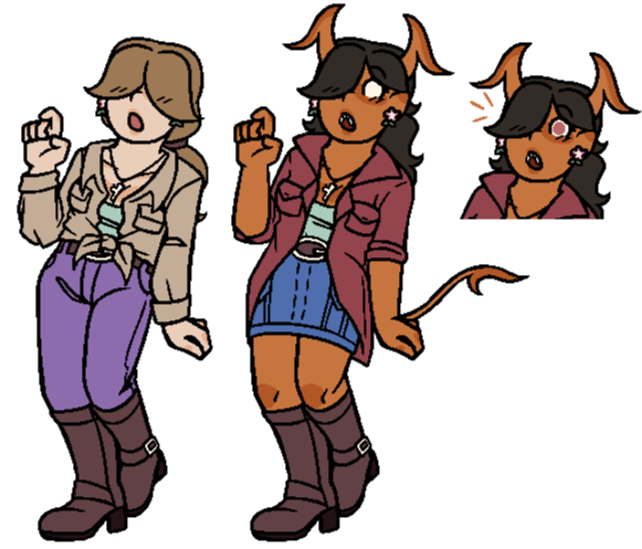 Demon character design example. Digital. Includes two fullbodies with different outfits. ~$150.