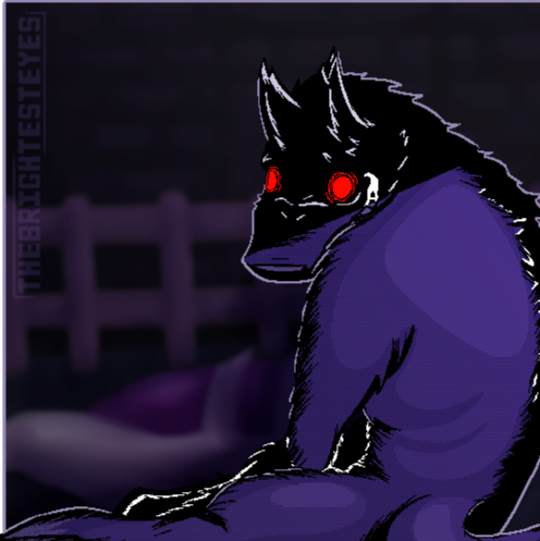 Experimental piece example. Monster character. Features painted background/screen tones.