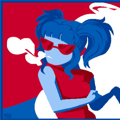 Experimental piece example. Simple palette, human character. This one was done with the lasso tool!