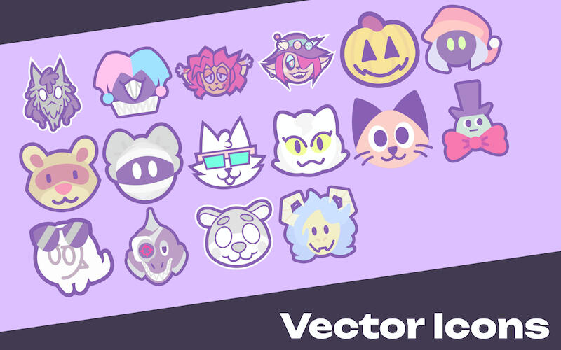 Vector icon banner made by Portfiend to advertise their commissions.